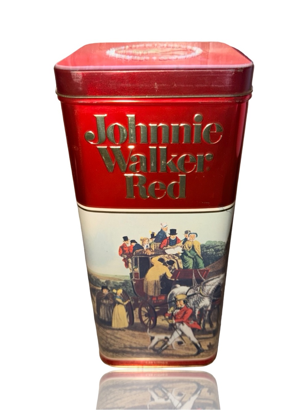 Vintage Johnnie Walker Red Label Holiday Collector Metal Tin Canister